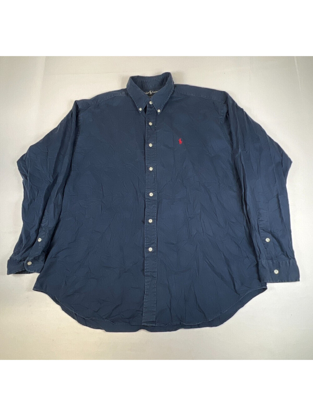 Ralph Lauren Men XL Blaire Long Sleeve Button Down Shirt Navy Blue Cotton